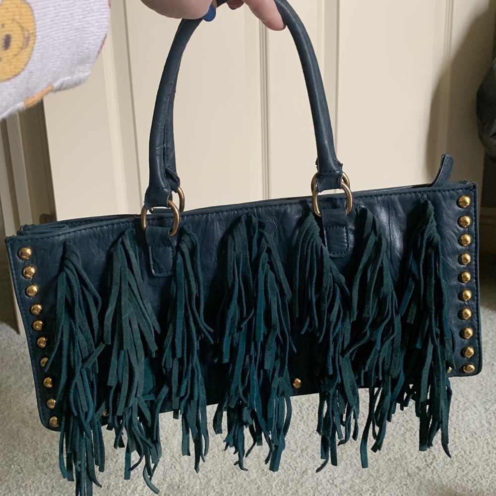 Blue fringe Nicole Lee handbag